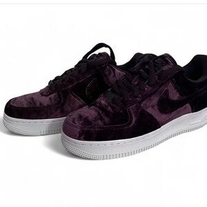 Nike Women’s Velvet Low-Top Sneakers in Deep Plum and White